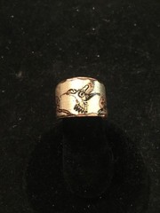 Artisan Copper Hummingbird Adjustable Cuff Ring