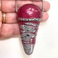 DVH Tuscadero Pink Jeep Fordite Bead Pendant Mushroom Phallus 75x40x19mm (6611)