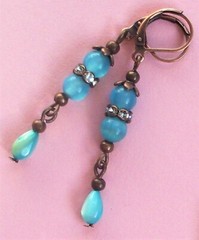 Blue CAT EYE MOP & crystal dangle leverback CHOOSE