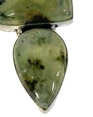 Prehnite Cabochon 3 Gemstone Ethnic Handmade Pendant 925 Silver 17.9 g 2.88″