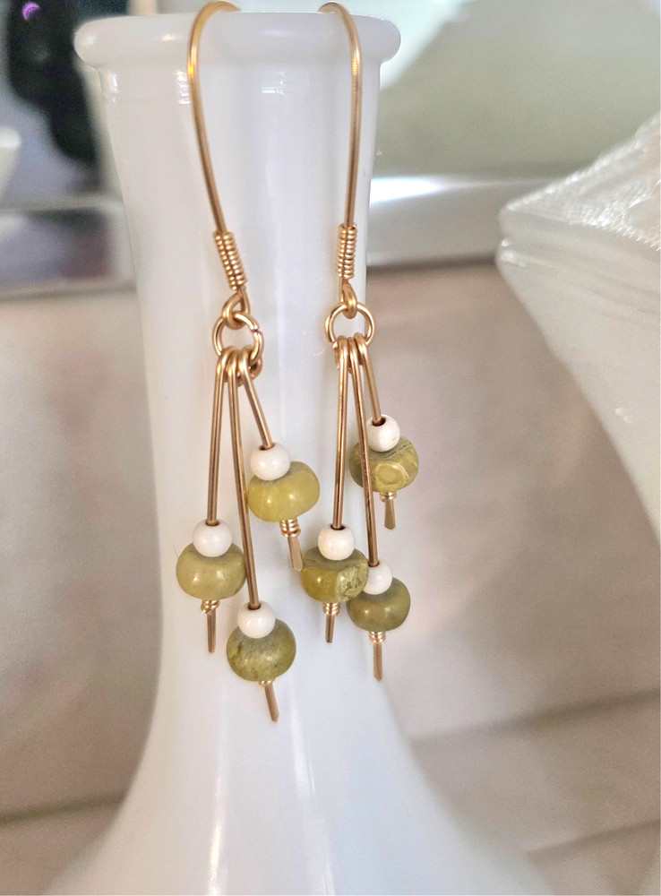 Handmade Serpentine and Magnesite Artisan Jewelry Earrings 100% BENEFITS CHARITY
