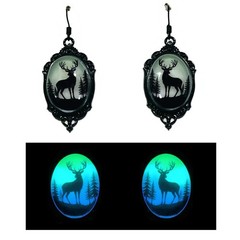 Big Buck Deer Lime Aqua Blue Purple/Violet Glow in the Dark Earrings