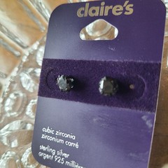 Claires 925 Sterling Silver ALL Black OUT Cubic Zirconia Sterling Silver Goth