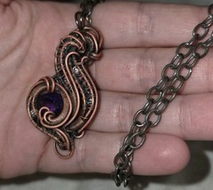 Wire Wrapped Amethyst Topaz Pendant Handmade