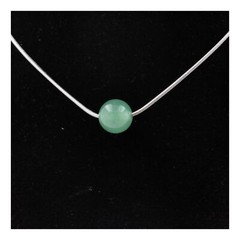 stones And Minerals. Necklace 1 Aventurine Pearl 8 Mm Stainless Steel Chain.