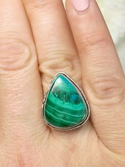 Southwest Malachite Chrysocolla Ring Size 9 1/4 9.25 Sterling Silver 925 Overlay