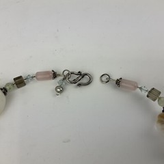 Vtg Morganite MOP Faceted Gemstones Pearl Collar Necklace Sterling Artisan Made