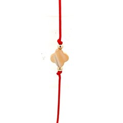 Hand Made Mother of Pearl Clover Red & Black Thread Adjustable Bracelet