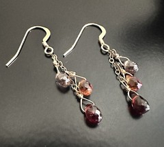 Faceted Gemstone Briolette Gold Filled Dangle Earrings Garnet Topaz Quartz