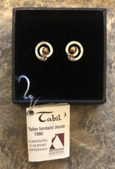 Goldsmith Tabil Artisan Handcrafted Silver Copper Earrings Swirl New box Spain