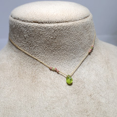 Inner Garden Energy— Spring Dew Peridot Micro Macramé Necklace— Minimal Jewelry