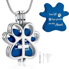 Paw Print Cremation Jewelry for Ashes Urn Pendant Keepsake Memorial Urn Necklace