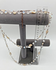 Handcrafted 29″ Beaded Necklace Copper-Tone wire links Crystals Opalite & Stone