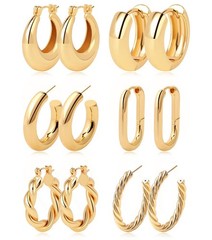Dreamfox 6/9 Pairs Huggie Hoop Earrings Small Hypoallergenic 14K Gold Plated …
