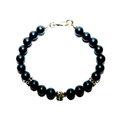18K Yellow Gold Filled Matte Black Onyx Power Fist Bracelet Protest Jewelry Luxe