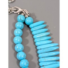 Heavy Faux Turquoise Fringe Necklace 23″ Western Boho Statement