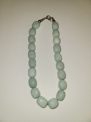 Genuine Blue Jade Nugget Necklace Silver Tone Toggle Clasp 18″