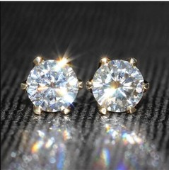 2.85ct Certified White Diamond Solitaire Studs ,18Kt Gold Plated