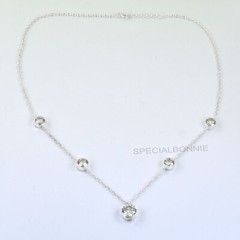 Designer 5Ct White Diamond Necklace-Great Shine ! FREE Diamond Studs