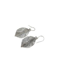 Silver Leaf Earrings, Leaf Dangle Earrings, Boho Silver Earrings