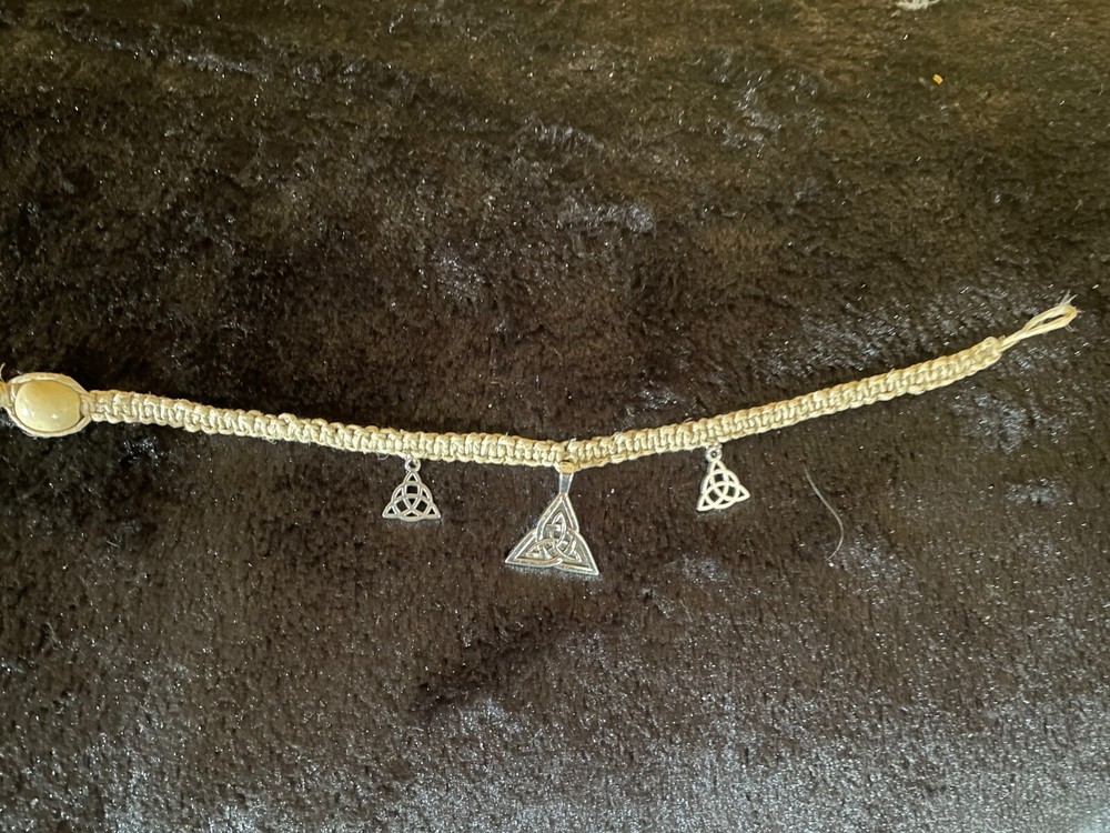 Handmade Hemp Cord Triquetra  Bracelet