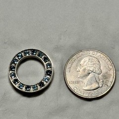 Vintage sterling silver Blue CZ Stamped 925 circle pendant Slide