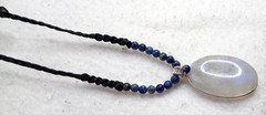 Moon Stone with Lapis lazuli Beads Hand braided Necklace.