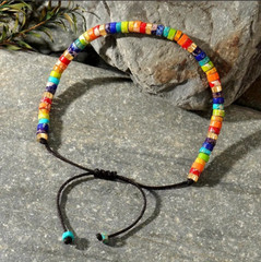 Natural 7 Charka Imperial Jasper 2*4mm Beads Minimalist Boho Tibetan Bracelet