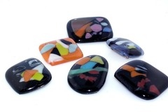6pc Artisan Dichroic Glass Pin Lot Art Beauty Multi Color