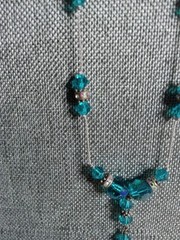 Handmade Beaded Necklace Dainty Turquoise Beads 9 Inches With Rhodel Spacers