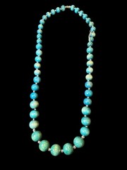 Turquoise Wood Bead Necklace 14″ Silver Spacer Statement Jewelry Vintage Y2K 90s