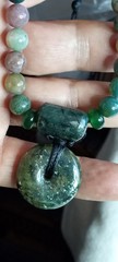 India Agates beads Hand made with Serpentine stone, adjustable necklace.