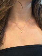 Initial Block Letter Pendant 14k Solid Gold Yellow White Rose Monogram Necklace