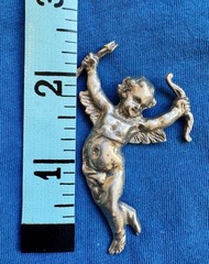 Vintage cast pewter angel/cupid/cherub with arrows pendant