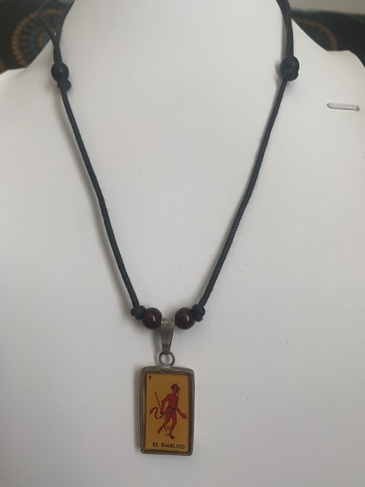 El Diablito Necklace Vintage. Cord Necklace With Beads For Adjustments