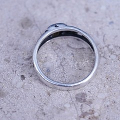 Size 5, vintage sterling silver handmade ring, 925 heart band