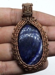 Sodalite Blue Wrap Wire Handmade Gem Jewelry Pendant Size-2.10