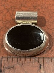 Sterling Silver 925 Black Enamel Or Stone Gothic Goddess Oval Necklace Pendant