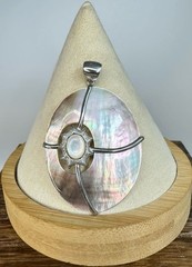 Handmade Sterling Silver Abalone with Mother of Pearl Center Pendant