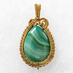 Wire-Wrapped 14/20 Gold-Filled Malachite Pendant