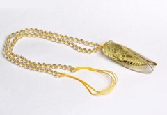 Natural Topaz Handcarved Gold Cicada Necklace Pendant for Women’s Birthday Gift