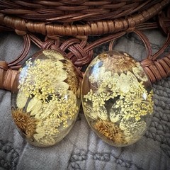 Handmade Resin Dried Flower Earrings Floral Botanical Cottagecore Aesthetic