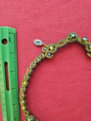 Dori Csengeri Signed Artisan Necklace Turquoise Yellow Orange Leather Statement