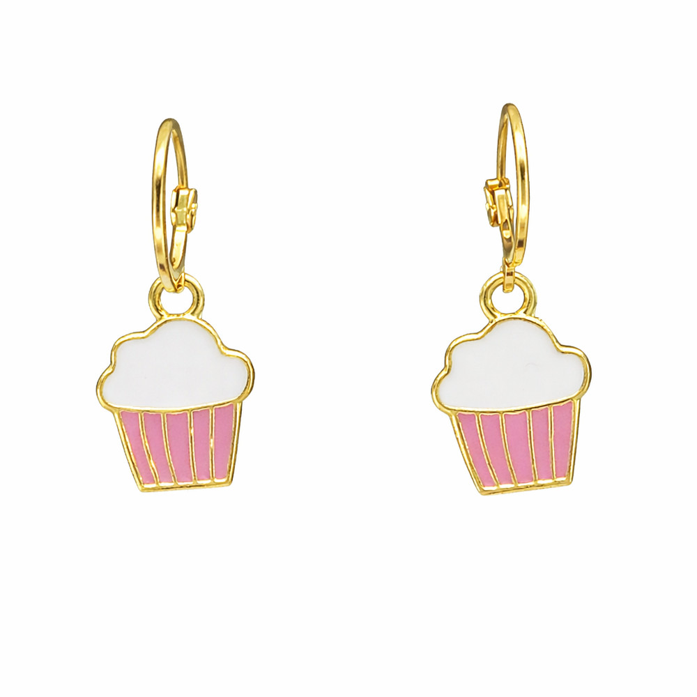 Cupcake Earrings-Huggie Hoop Earring Closures-Pastel Pink or Blue …Your Choice