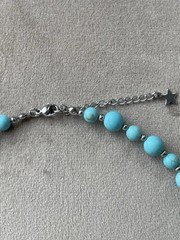 TURQUOISE BLUE Howlite Crazy Lace Coral Agate Choker Necklace 17.5” Unisex