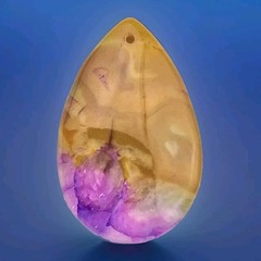 Purple Yellow Green Druzy Pendant Teardrop Shape Polished Rock Cut Unique