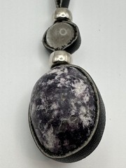 Handmade Leather Wrapped Stone Pendant Necklace Boho Artisan Natural Gemstone