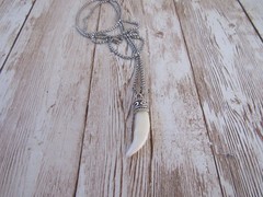 Red Fox Tooth Pendant Necklace Animal Bone Spirit Animal Jewelry Chain