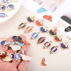 24Pcs Football Charm 17mm 18mm Cowboy Hat Shoe Charm Pendants,White,Black,Pink