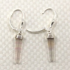 Solid Sterling Silver 925 Crystal Hexagonal Point Earrings (32mm)